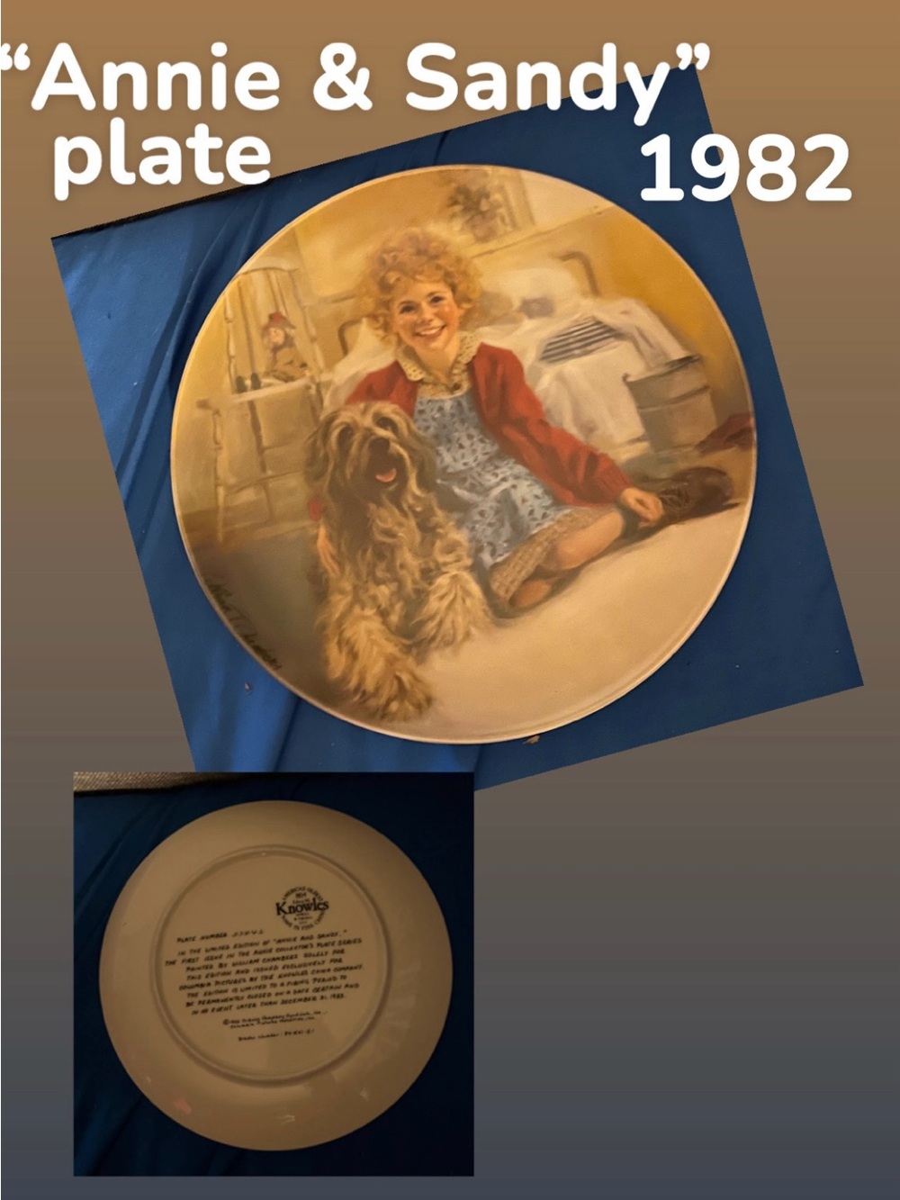 Annie & Sandy Collector Plate - Porcelain Decorative Plate with Girl and Dog